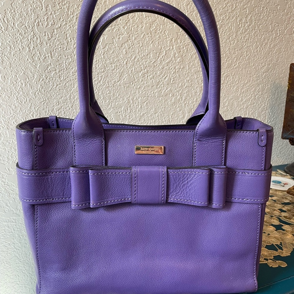 Purple Leather Tote Bag